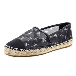 Chanel Cap Toe Espadrilles Printed Mesh Fabric 40